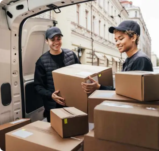 Eco-friendly packaging being transported
