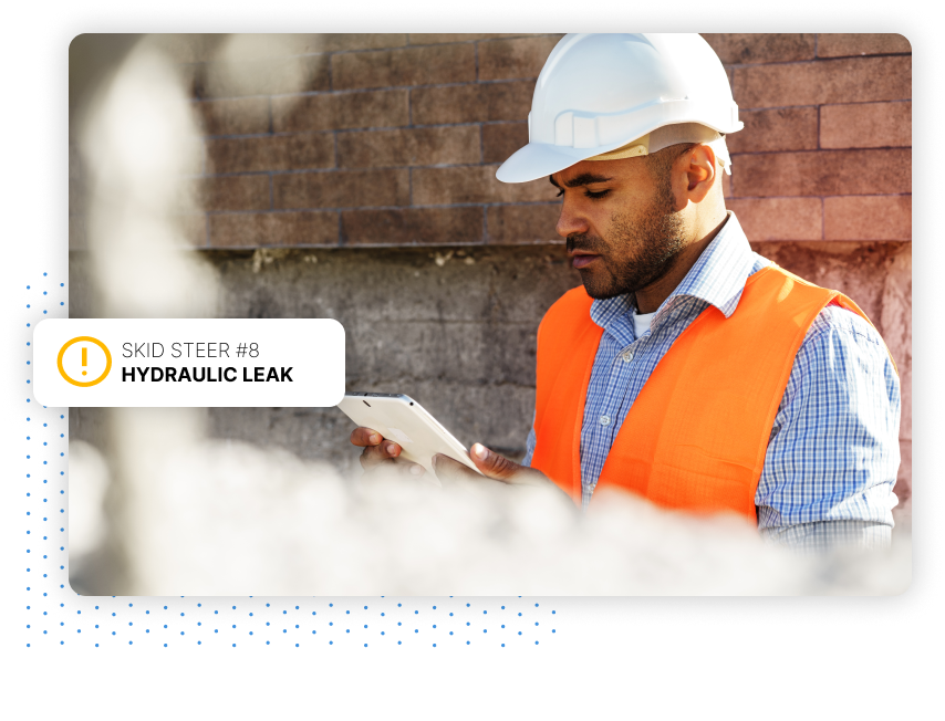 Alert demonstrating reporting for maintenance from field