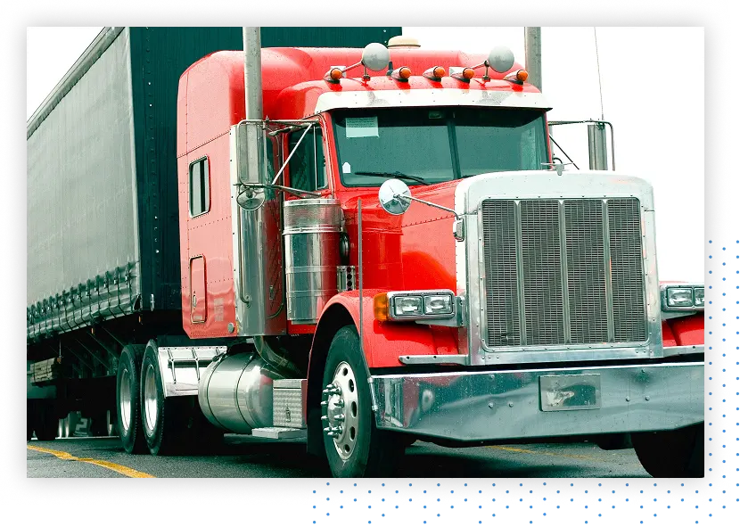 Red big rig truck on the highway