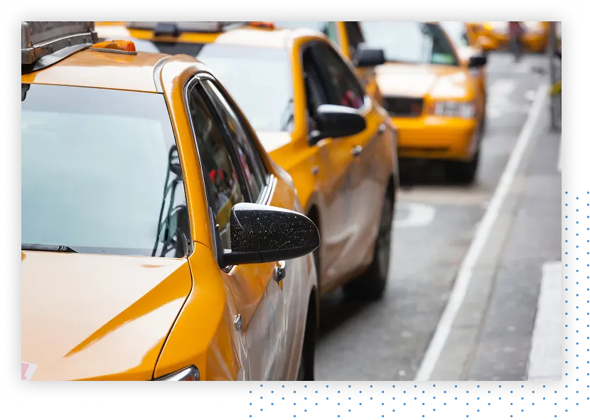 Line of Yellow taxis